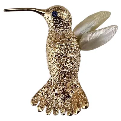 Pre-owned William Ruser 14k Yellow Gold Hummingbird Brooch/pin #24624