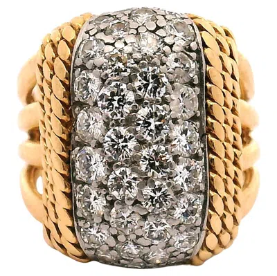 Pre-owned William Ruser Vintage Hollywood Diamond Cocktail Ring Designed By Ruser In Multi