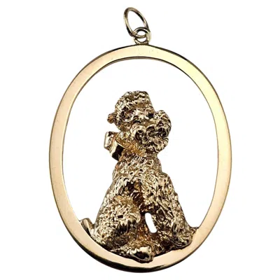 Pre-owned William Ruser Vintage  14k Yellow Gold And Sapphire Poodle Pendant #24216
