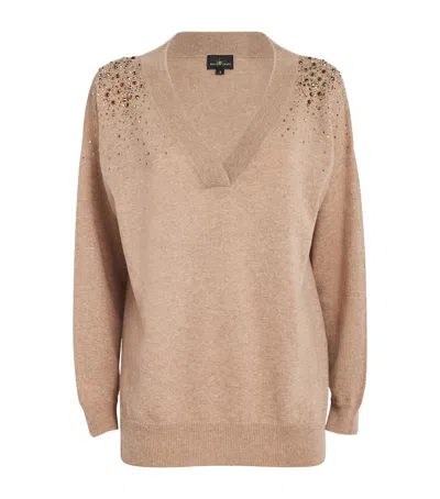William Sharp Cashmere Crystal-embellished Aria Sweater In Brown