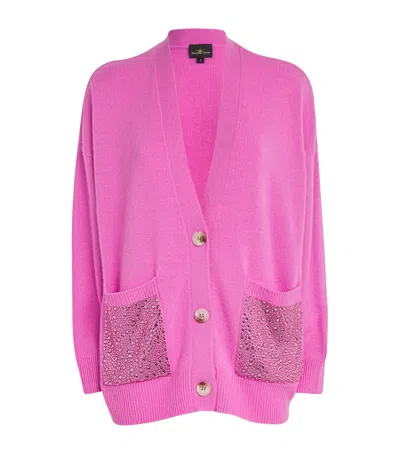 William Sharp Cashmere Crystal Embellished Daisy Cardigan In Pink