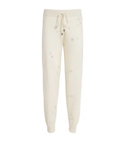 William Sharp Cashmere Crystal Embellished Kyra Sweatpants In White