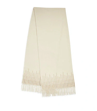 William Sharp Cashmere Crystal-embellished Scarf In White