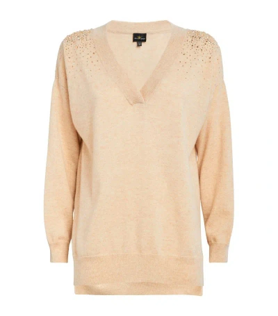 William Sharp Cashmere Crystal-embellished Sweater In Nude