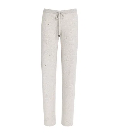 William Sharp Cashmere Crystal-embellished Sweatpants In Grey