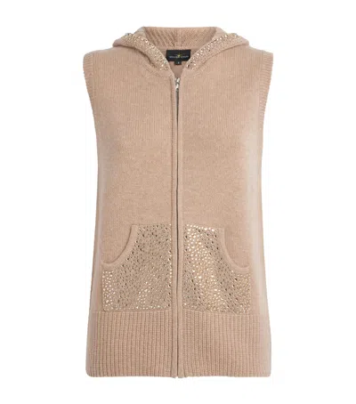 William Sharp Cashmere Crystal-embellished Gilet In Brown