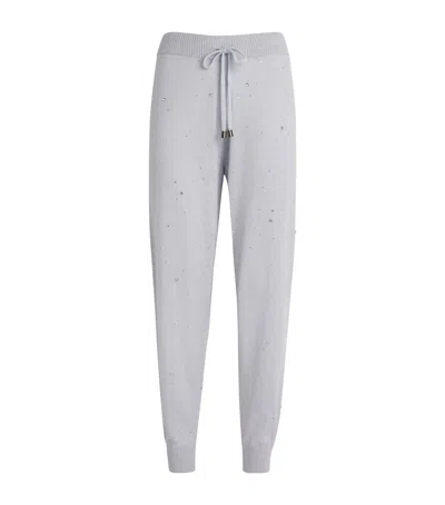 William Sharp Cashmere Crystal-embellished Sweatpants In Blue