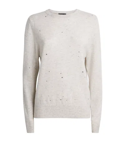 William Sharp Cashmere Swarovski Crystal-embellished Sweater In Gray