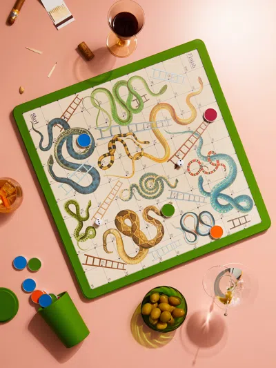 William & Son Leather Snakes & Ladders And Ludo Games Compendium  Abask Luxury Gift In Green