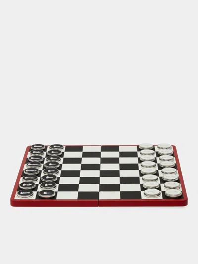 William & Son Reversible Leather Backgammon And Chess Set  Abask Gift Set In Animal Print