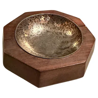 Pre-owned William Spratling Octagonal Wood Silver Dish Mid-century Mexican Modernism In Brown