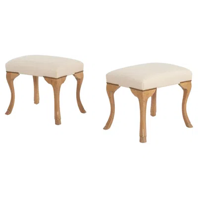 Pre-owned William Switzer Pair Of  Stools, Circa 1985 – Maple Hoof-foot Bases In Brown