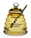 William Yeoward Crystal Country Honeycomb Honey Jar And Spoon In Amber