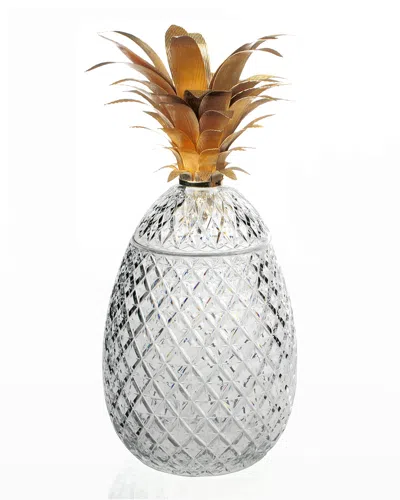 William Yeoward Crystal Isadora 26" Gold Pineapple Limited Edition Centerpiece In Gray