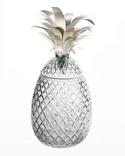 William Yeoward Crystal Isadora 26" Silver Pineapple Centerpiece In Grey