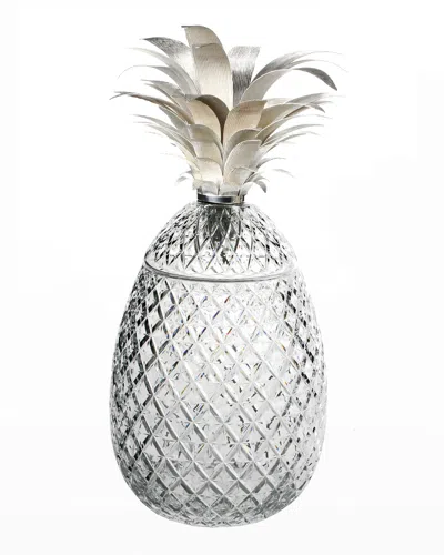 William Yeoward Crystal Isadora 26" Silver Pineapple Centerpiece In Clear/silver