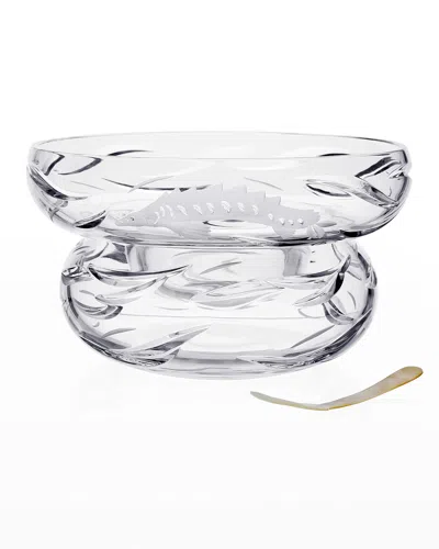 William Yeoward Crystal Persephone Caviar Server W/ Mother-of-pearl Spoon In Transparent