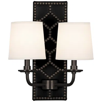 Williamsburg Lightfoot 16 1/2"h Patina Bronze With Black Leather Sconce In Multi