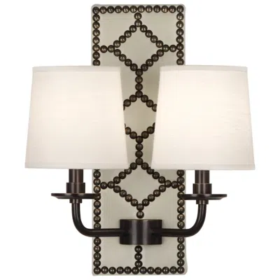 Williamsburg Lightfoot 16 1/2"h Patina Bronze With Bruton Leather Sconce In Multi