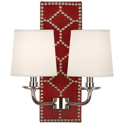 Williamsburg Lightfoot 16 1/2"h Polished Nickel W/ Dragons Leather Sconce In Neutral