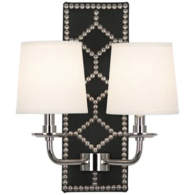 Williamsburg Lightfoot 16 1/2"h Polished Nickel With Black Leather Sconce