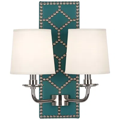 Williamsburg Lightfoot 16 1/2"h Polished Nickel With Mayo Leather Sconce