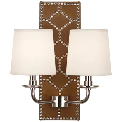 Williamsburg Lightfoot 16 1/2"h Polished Nickel With Ochre Leather Sconce