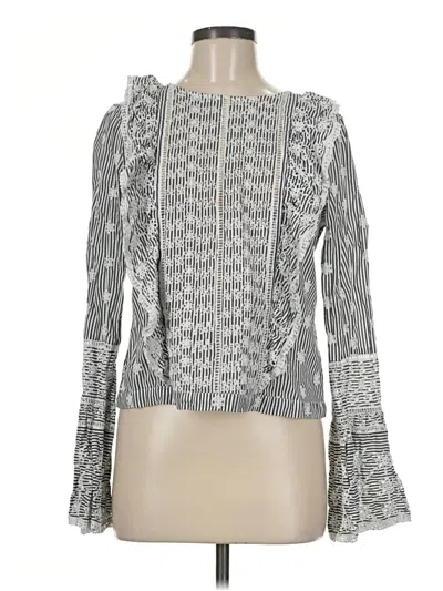 Pre-owned Willow & Clay Long Sleeve Blouse In Silver