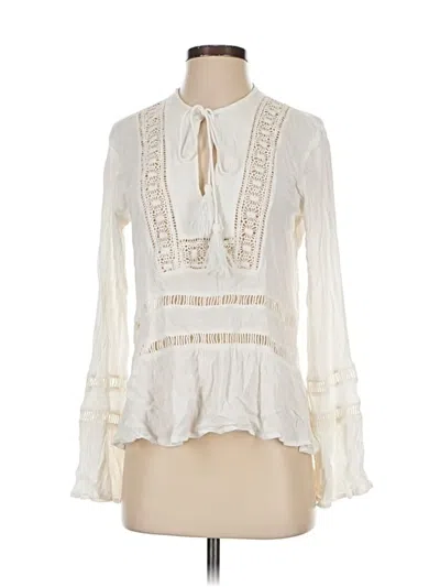Pre-owned Willow & Clay Long Sleeve Blouse In White