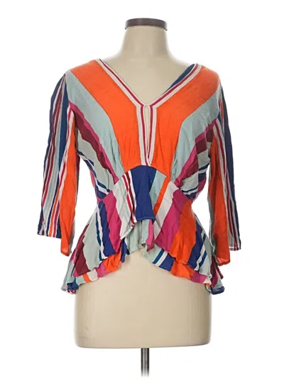 Pre-owned Willow & Root 3/4 Sleeve Blouse In Orange