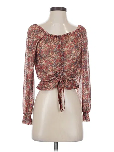 Pre-owned Willow & Root Long Sleeve Blouse In Brown
