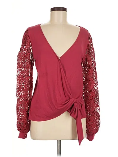 Pre-owned Willow & Root Long Sleeve Blouse In Burgundy