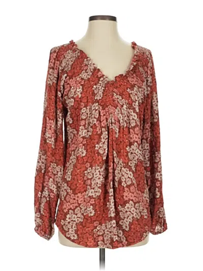 Pre-owned Willow & Root Long Sleeve Blouse In Burgundy