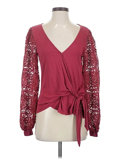Pre-owned Willow & Root Long Sleeve Blouse In Burgundy