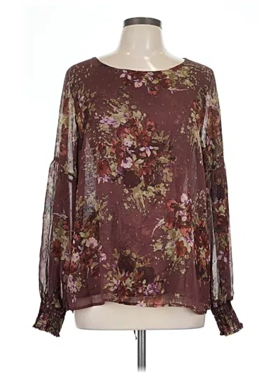 Pre-owned Willow & Root Long Sleeve Blouse In Burgundy