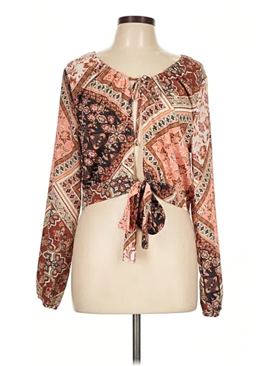 Pre-owned Willow & Root Long Sleeve Blouse In Orange