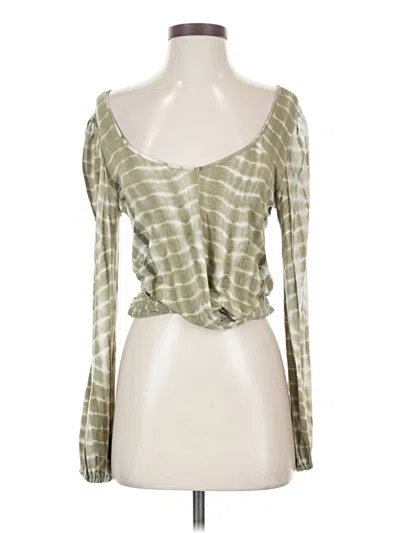 Pre-owned Willow & Root Long Sleeve Top Green Square Neckline Tops