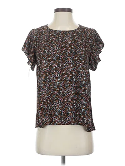 Pre-owned Willow & Root Short Sleeve Blouse In Black