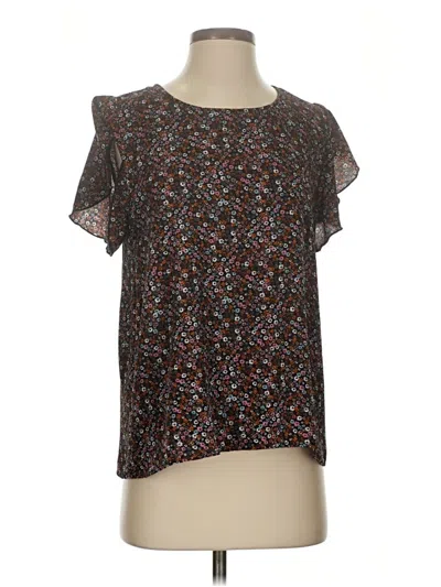 Pre-owned Willow & Root Short Sleeve Blouse In Black