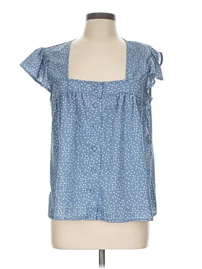 Pre-owned Willow & Root Short Sleeve Blouse In Blue