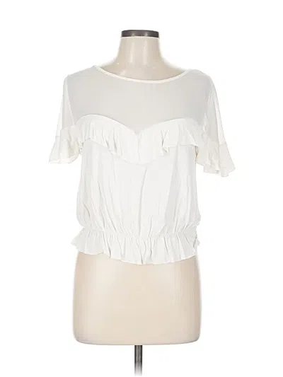 Pre-owned Willow & Root Short Sleeve Blouse In White