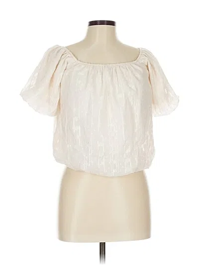 Pre-owned Willow & Root Short Sleeve Blouse In White