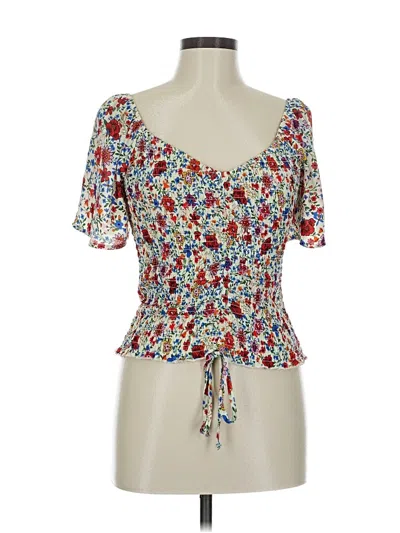 Pre-owned Willow & Root Short Sleeve Top Blue Sweetheart Neckline Tops