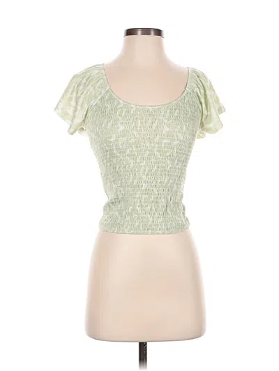 Pre-owned Willow & Root Short Sleeve Top Green Sweetheart Neckline Tops