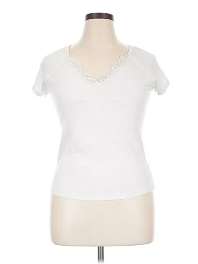 Pre-owned Willow & Root Short Sleeve Top White Sweetheart Neckline Tops