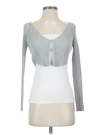 Pre-owned Willow & Wind Long Sleeve Top Gray Sweetheart Neckline Tops
