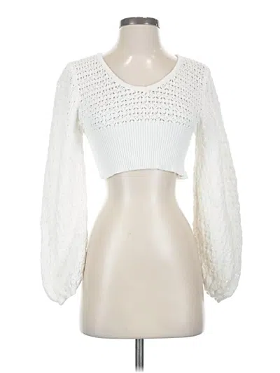 Pre-owned Willow & Wind Long Sleeve Top White Sweetheart Neckline Tops