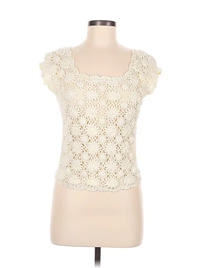 Pre-owned Willow & Wind Short Sleeve Top Ivory Sweetheart Neckline Tops
