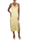 Willow Glenda Womens Jacquard V-neck Midi Dress In Multi