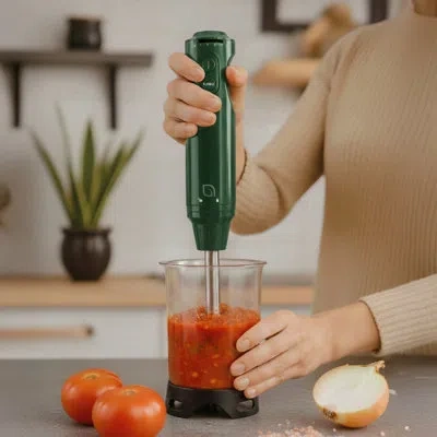 Willow Immersion Blender Crafted From 99% Recycled Plastics With Powerful 500w Turbo Motor And 5 Speed Sett In Green